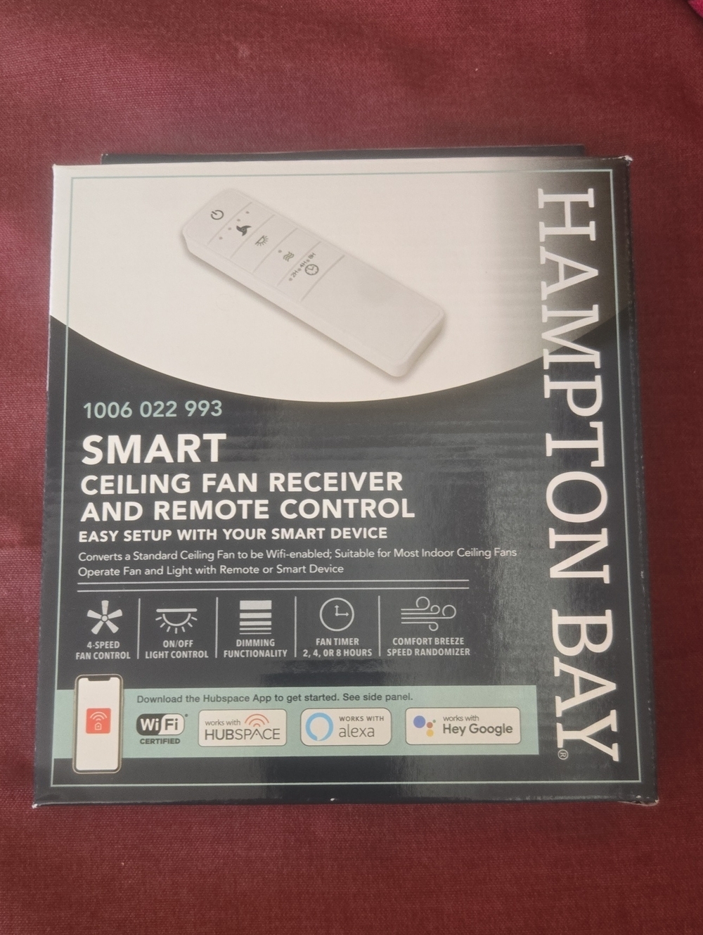 Hampton Bay Smart Ceiling Fan Receiver and Remote - White